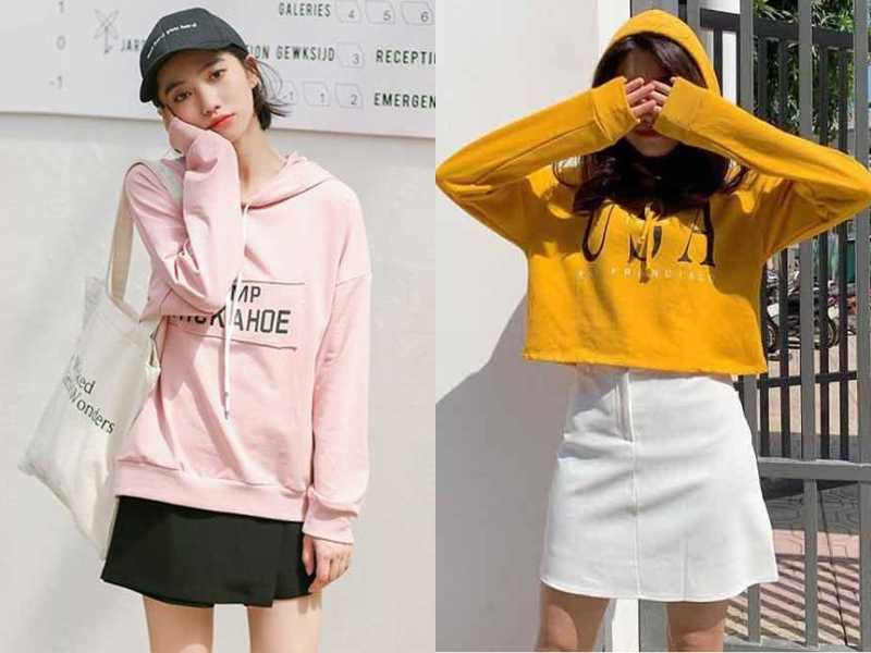 Chân váy không làm bạn thất vọng khi kết hợp với áo hoodie