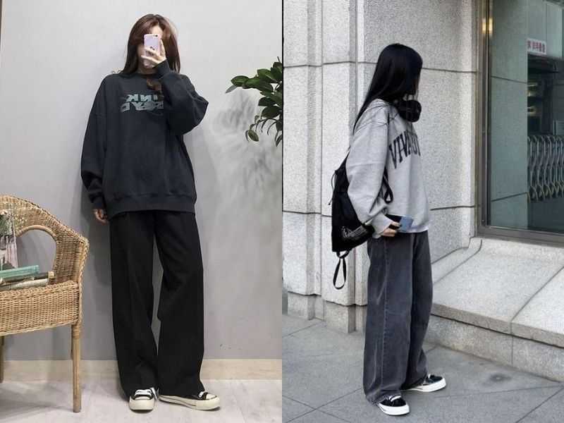 Năng động, đầy cá tính khi mặc áo hoodie kết hợp với quần ống rộng