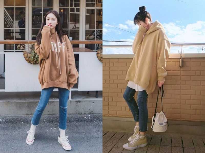  Áo hoodie với quần skinny jeans tạo nên vẻ năng động và tự do