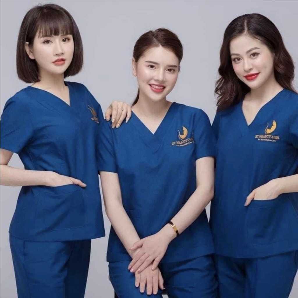 Đồng phục spa kiểu cổ tim