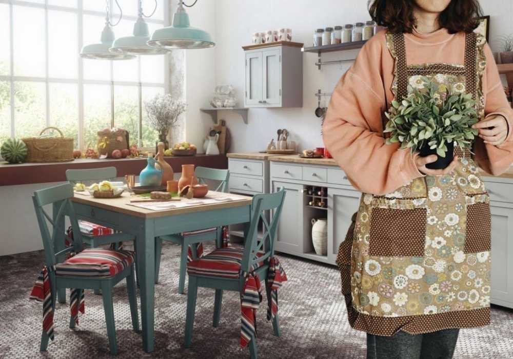 Tạp dề bếp phong cách vintage có thiết kế mềm mại, mang tính thủ công